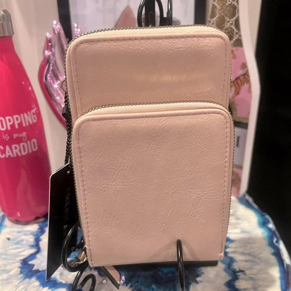 American Bee NWT Women's Pink Soft Vegan Leather Wallet/Cross Body